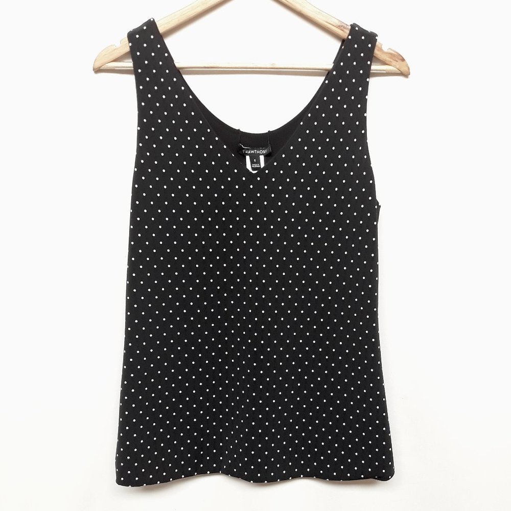 41 HAWTHORN Black & White Dot V-Neck Tank Top